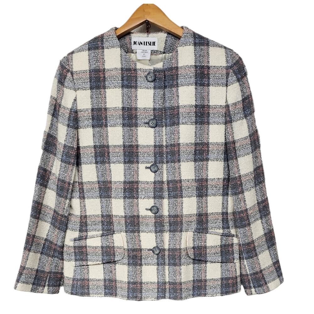 Vintage Plaid Tweed Blazer 8 Petite Old Money Academia Chic Layering Jacket